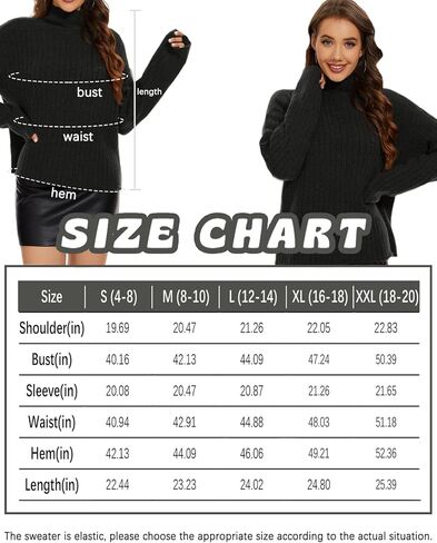 Tapata Turtleneck Sweater Women Ribbed High Neck Casual Loose Pullover Lightweight Long Sleeve Knit Sweaters in Kuwait