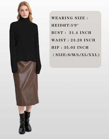 Tapata Turtleneck Sweater Women Ribbed High Neck Casual Loose Pullover Lightweight Long Sleeve Knit Sweaters in Kuwait