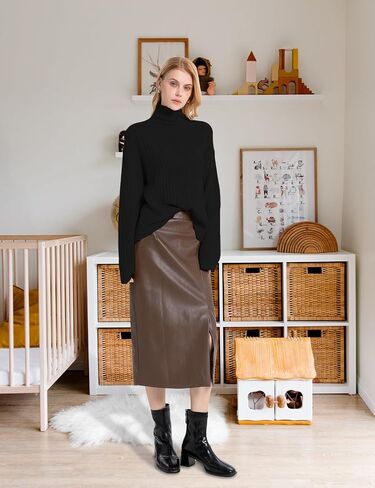 Tapata Turtleneck Sweater Women Ribbed High Neck Casual Loose Pullover Lightweight Long Sleeve Knit Sweaters in Kuwait