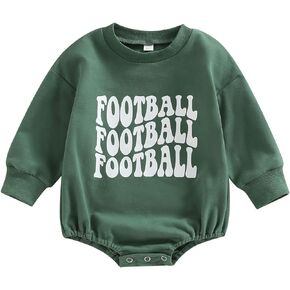 Newbgclo Baby Boy Girl Football Season Sweatshirt Romper Long Sleeve Letter Print Bodysuit Oversized Onesie Cute Fall Clothes