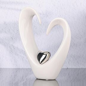 White Ceramic Heart Sculpture Modern Abstract Art Home Indoor Dining Table Living Room Decor Wedding Gift-10 High in Saudi Arabia