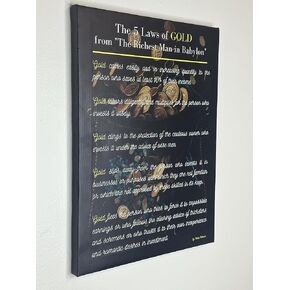 Nobis Futurum Item Name motivational canvas inspired by the famous book “The Richest Man in Babylon". Watercolor Canvas Print. 16 X 12 Inch. Framed and branded-packaged ready for use. 5 Laws of Gold in Saudi Arabia