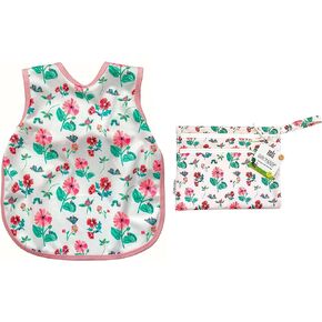 BapronBaby Eric Carle Pink Floral Caterpillar Bundle - Bapron (Sz Baby/Toddler 6m-3T) + Wet Bag 11" x 9" Bundle - Soft Waterproof Stain Resistant Bib - Machine Washable in Kuwait