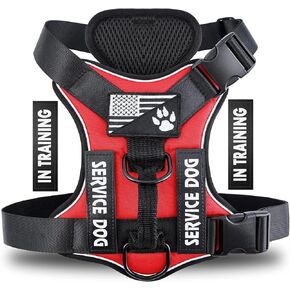 Demigreat Service Dog Harness, Reflective Dog Vest Harness with 5 PCS Patches, Adjustable Soft Oxford Pet Harness, Inner Layer Mesh, Easy to Control for Dogs