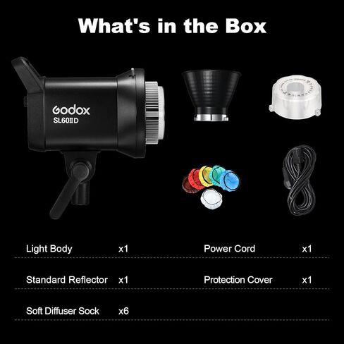 Godox SL60IID LED Video Light,70W 5600K±200K Bowen Mount Photography Studio Lighting with Reflector for Video Lighting,Still Life Photography,Portrait,Wedding Photography in Saudi Arabia