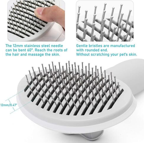 PrimePets Dog Cat Brush and Nail Clipper, Self-Cleaning Slicker Brush for Shedding and Grooming, Remove Mats, Loose Undercoat or Tangled Hair, for Short or Long Hair Pets in Kuwait