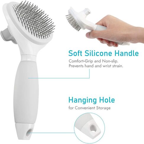 PrimePets Dog Cat Brush and Nail Clipper, Self-Cleaning Slicker Brush for Shedding and Grooming, Remove Mats, Loose Undercoat or Tangled Hair, for Short or Long Hair Pets in Kuwait