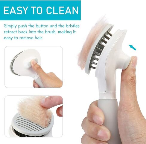 PrimePets Dog Cat Brush and Nail Clipper, Self-Cleaning Slicker Brush for Shedding and Grooming, Remove Mats, Loose Undercoat or Tangled Hair, for Short or Long Hair Pets in Kuwait