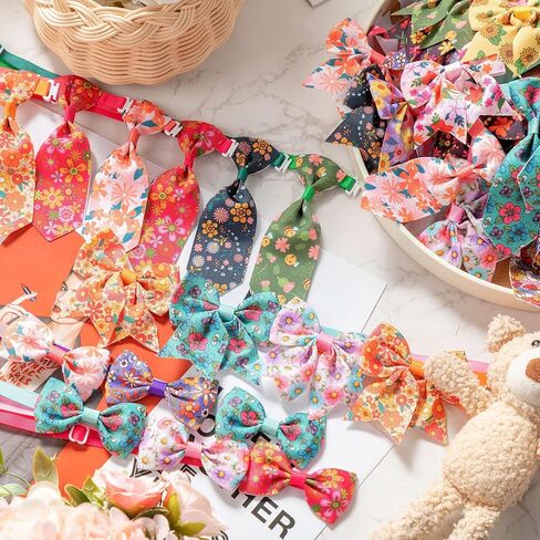 مجموعة من 100 قطعة من طوق ربطة عنق الكلب المنقوشة تتضمن ربطات عنق للكلاب، وربطة عنق للكلاب، وأقواس عيد الحب قابلة للتعديل للكلاب الصغيرة والمتوسطة (منقوشة) in Kuwait