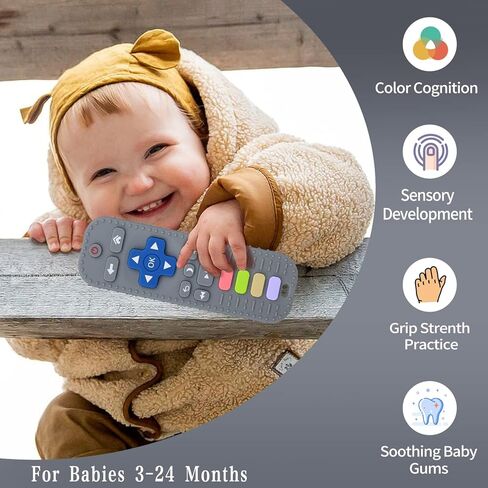 ألعاب التسنين المصنوعة من السيليكون للأطفال الرضع من Yinghezu، شكل جهاز تحكم عن بعد للرضع، ألعاب مضغ للرضع، أسنان حسية من السيليكون، تهدئ لثة الأطفال، خالية من مادة BPA (أحمر) in Kuwait