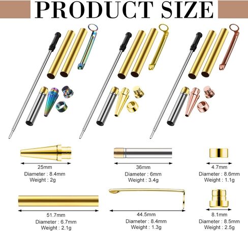Colarr 30 Pcs Slimline Pen Kit Wood Turning Twist Pen Kit with Refill Lathe Turning Supplies for DIY Making Office Supplies Friend Gifts(Black, Silver, Gold) in Saudi Arabia