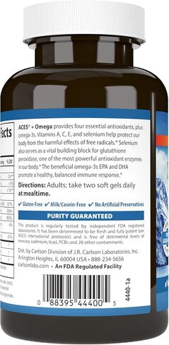 Carlson - ACES + Omega, Vitamins A, C, E & Selenium + Omega-3s EPA and DHA, Health Support,120 Softgels in Saudi Arabia