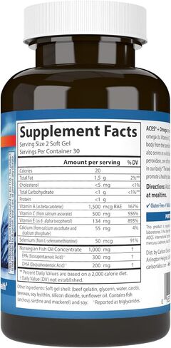 Carlson - ACES + Omega, Vitamins A, C, E & Selenium + Omega-3s EPA and DHA, Health Support,120 Softgels in Saudi Arabia