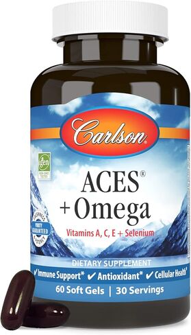 Carlson - ACES + Omega, Vitamins A, C, E & Selenium + Omega-3s EPA and DHA, Health Support,120 Softgels in Saudi Arabia