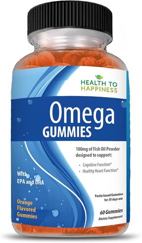 Omega Gummies Fish Oil Tasty Natural Orange Flavor Extra Strength DHA & EPA - 60 Delicious Gummy Vitamins in Saudi Arabia