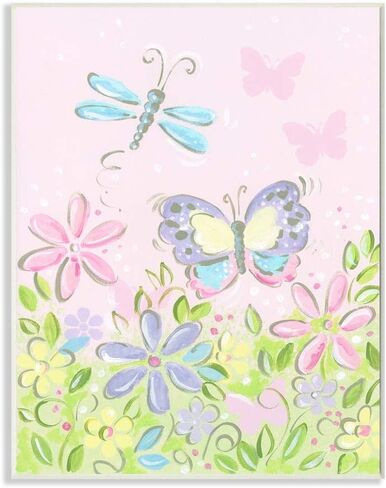 The Kids Room by Stupell The Kids Room by Stupell Pastel Butterfly and Dragonfly Wall Plaque Art, 10 x 15, Multi-Color in Saudi Arabia