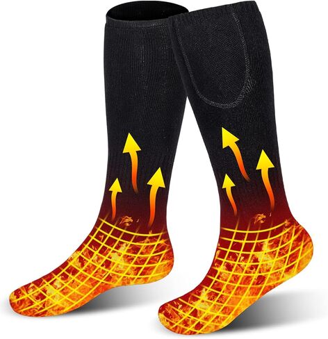 جوارب كهربائية ساخنة، جوارب ساخنة بالبطارية للرجال والنساء 3.7 فولت 2200 مللي أمبير قابلة لإعادة الشحن، أكثر دفئًا للقدمين للصيد في الشتاء، 100 درجة فهرنهايت - 130 درجة فهرنهايت و3 إعدادات لمستوى التسخين in Kuwait