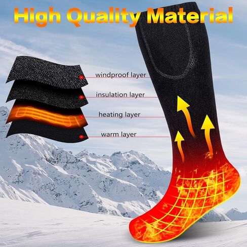 جوارب كهربائية ساخنة، جوارب ساخنة بالبطارية للرجال والنساء 3.7 فولت 2200 مللي أمبير قابلة لإعادة الشحن، أكثر دفئًا للقدمين للصيد في الشتاء، 100 درجة فهرنهايت - 130 درجة فهرنهايت و3 إعدادات لمستوى التسخين in Kuwait