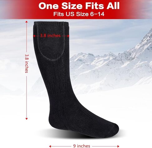 جوارب كهربائية ساخنة، جوارب ساخنة بالبطارية للرجال والنساء 3.7 فولت 2200 مللي أمبير قابلة لإعادة الشحن، أكثر دفئًا للقدمين للصيد في الشتاء، 100 درجة فهرنهايت - 130 درجة فهرنهايت و3 إعدادات لمستوى التسخين in Kuwait