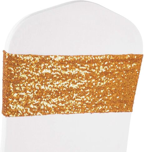 حزمة من 50 وشاحًا للكراسي من ANMINY مزخرفة بالترتر في جميع أنحاء الجسم وشريط مطاطي لتغطية الكرسي وحفلات الزفاف الرومانسية والمهرجانات وديكورات المنزل والولائم وحفلات استقبال الفندق، فضي in Kuwait