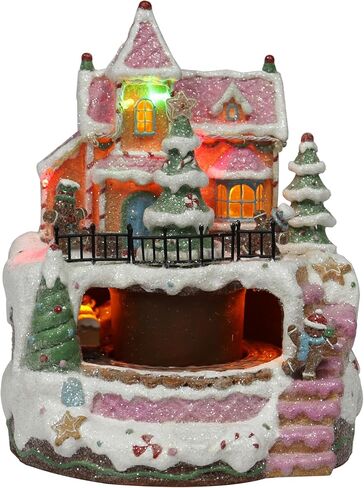 MOMENTS IN TIME 9"H Christmas Polyresin LED & Music Gingerbread Train Station with Animated Train Light up, Musical with Animated. Battery (not Included) in Saudi Arabia