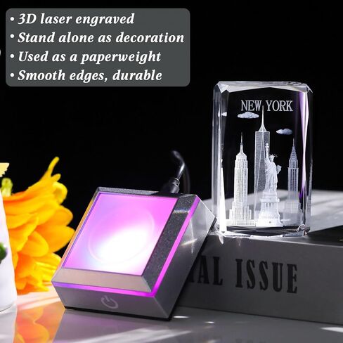 Movdyka 3D كريستال برج ايفل ديكور باريس هدايا للنساء، تمثال برج ايفل محفور بالليزر مع قاعدة LED، باريس تحت عنوان غرفة النوم الحلي in Kuwait