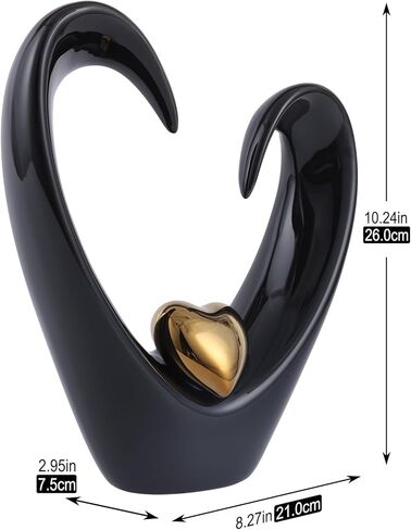 White Ceramic Heart Sculpture Modern Abstract Art Home Indoor Dining Table Living Room Decor Wedding Gift-10 High in Kuwait