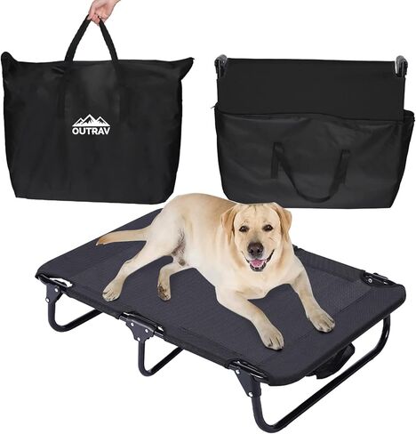 Elevated Dog Cot with Steel Frame – Foldable Raised Play & Rest Bed for Dogs & Cats – Heavy Duty Strong Material Dog Bed, No Assembly Required in Kuwait