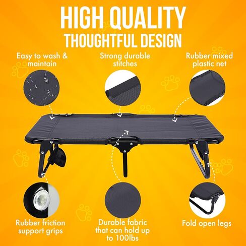 Elevated Dog Cot with Steel Frame – Foldable Raised Play & Rest Bed for Dogs & Cats – Heavy Duty Strong Material Dog Bed, No Assembly Required in Kuwait