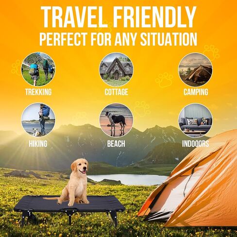 Elevated Dog Cot with Steel Frame – Foldable Raised Play & Rest Bed for Dogs & Cats – Heavy Duty Strong Material Dog Bed, No Assembly Required in Kuwait