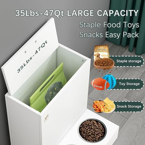 محطة تغذية الكلاب وحاوية تخزين طعام الكلاب 2 في 1، اوعية للكلاب والقطط مع عجلات جيمباليد. مجموعة وعاء طعام وماء للكلاب والقطط من لوح خشبي سميك in Kuwait