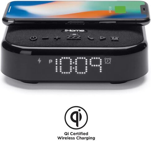 iHome Wireless Charging Alarm Clock with Bluetooth Speaker, Dual USB Ports, and Large LED Display in Kuwait