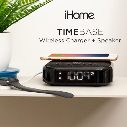 iHome Wireless Charging Alarm Clock with Bluetooth Speaker, Dual USB Ports, and Large LED Display in Kuwait