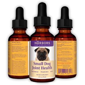 Harbor's Small Dog Joint Health 59ml - Supplement Liquid for Fast Pain Relief, Smooth Younger Hips. Natural Nutrients Glucosamine, MSM, Chondroitin, Hyaluronic Acid, Yummy Organic Beef Flavor in Kuwait