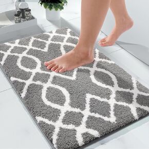 Yimobra Bathroom Rugs 24 x 17 Inch, Super Soft Thick Plush Bath Mat, Non-Slip, Water Absorbent, Easier to Dry, Machine-Washable, Microfiber Floor Carpet for Bathtub, Shower, Beige