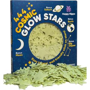 Happy Hippo 444 يتوهج في النجوم المظلمة للسقف مع القمر الإضافي والأرض وزحل وكوكبة Big Dipper؛ مستلزمات تخزين عيد الميلاد للأطفال، نجوم متوهجة للأطفال in Kuwait