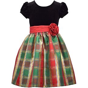 Bonnie Jean Christmas Holiday Santa Plaid Multi Dress in Kuwait