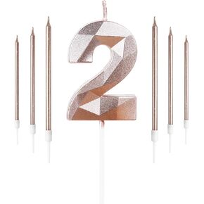 Rose Gold Birthday Candles Number 80 Candle with 6pcs Long Birthday Candles, Birthday Candles for Cake,80th Birthday Party Decorations Women Men Cake Topper Wedding Anniversary Celebration Supplies in Kuwait