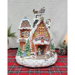 MOMENTS IN TIME 11"H Polyresin Gingerbread Village House with Animated Santa Sleigh LED Light up & Music Battery (not Included) in Kuwait