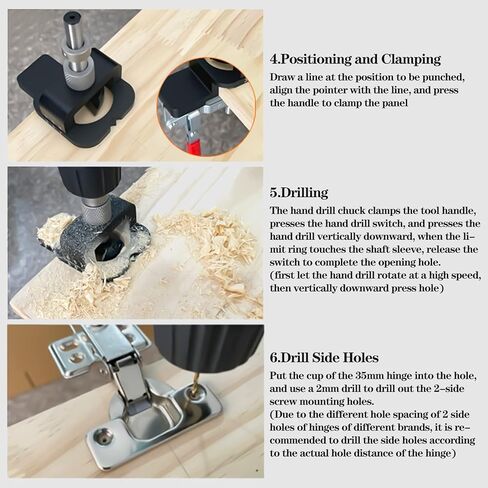 Aizami Cabinet Hinge Jig 35mm Hinge Drilling Jig Guide Concealed Hinge Jig Hole Punch Locator Kit Woodworking Tools for Face Frame Cabinet Cupboard Door in Kuwait