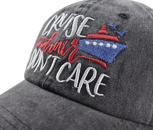 Cruise Hair Don't Care Hats for Men Women, Adjustable Vintage Embroidered Washed Cotton Denim Boat Baseball Cap in Saudi Arabia