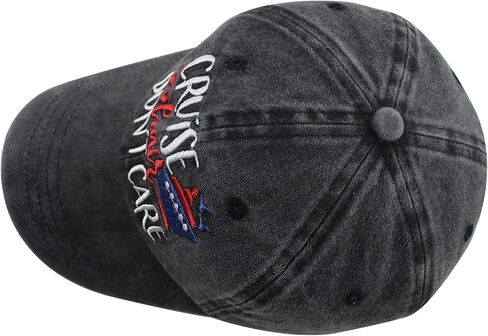 Cruise Hair Don't Care Hats for Men Women, Adjustable Vintage Embroidered Washed Cotton Denim Boat Baseball Cap in Saudi Arabia