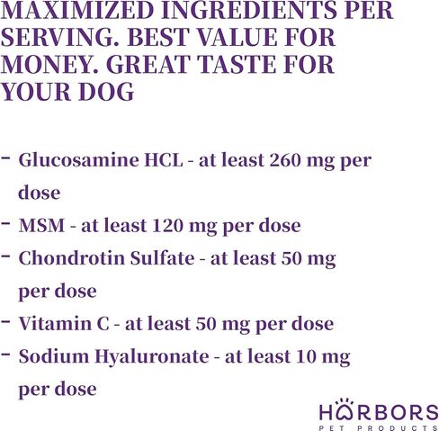 Harbor's Small Dog Joint Health 59ml - Supplement Liquid for Fast Pain Relief, Smooth Younger Hips. Natural Nutrients Glucosamine, MSM, Chondroitin, Hyaluronic Acid, Yummy Organic Beef Flavor in Kuwait