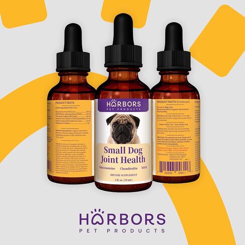 Harbor's Small Dog Joint Health 59ml - Supplement Liquid for Fast Pain Relief, Smooth Younger Hips. Natural Nutrients Glucosamine, MSM, Chondroitin, Hyaluronic Acid, Yummy Organic Beef Flavor in Kuwait