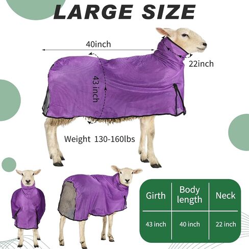 Sweetude 2 Pieces Sheep Blanket with Mesh Butt and Adjustable Belly Strap, Lightweight Summer Mesh Covers Breathable Sheep Cover Sheep Care Blankets for Show Sheep Lamb (Purple, Gray,130-160lbs) in Saudi Arabia