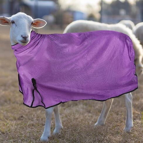 Sweetude 2 Pieces Sheep Blanket with Mesh Butt and Adjustable Belly Strap, Lightweight Summer Mesh Covers Breathable Sheep Cover Sheep Care Blankets for Show Sheep Lamb (Purple, Gray,130-160lbs) in Saudi Arabia