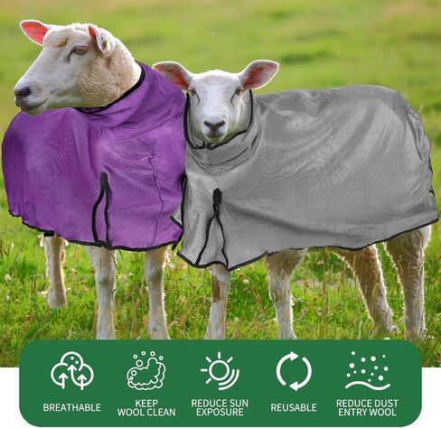 Sweetude 2 Pieces Sheep Blanket with Mesh Butt and Adjustable Belly Strap, Lightweight Summer Mesh Covers Breathable Sheep Cover Sheep Care Blankets for Show Sheep Lamb (Purple, Gray,130-160lbs) in Saudi Arabia
