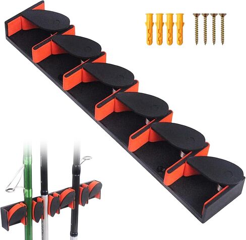 Wilkey Way Vertical Black Fishing Rod Holder - Fishing Pole Holders For Garage - Fishing Rod Holders For Garage - Fishing Pole Mount For Wall - Fishing Pole Storage Rack - Rod Storage For Boat in Saudi Arabia