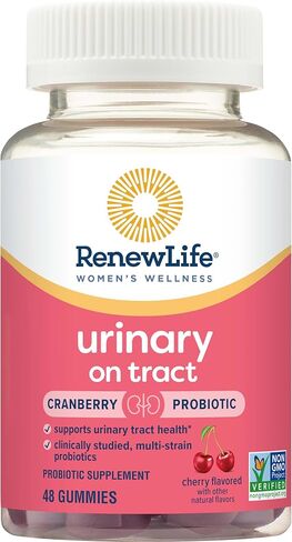 Renew Life Women's Wellness Probiotic Gummies, Probiotic Supplement for Urinary and Digestive Health, B. Coagulans SNZ 1969 and B. Subtilis DE 111, Dairy, Soy and gluten-free, 2 Billion CFU, 48 Count in Kuwait
