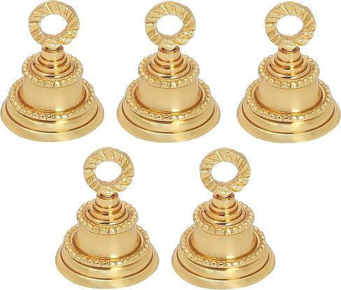 Wonderlist Handicrafts Jingle Bell 2 بوصة من النحاس المزخرف لعيد الميلاد، جرس للحيوانات الأليفة والكلاب والقطط وأجراس تزيين شجرة عيد الميلاد لديكور باب المنزل مجموعة من 5 (ذهبي) BRSO10A10 in Kuwait